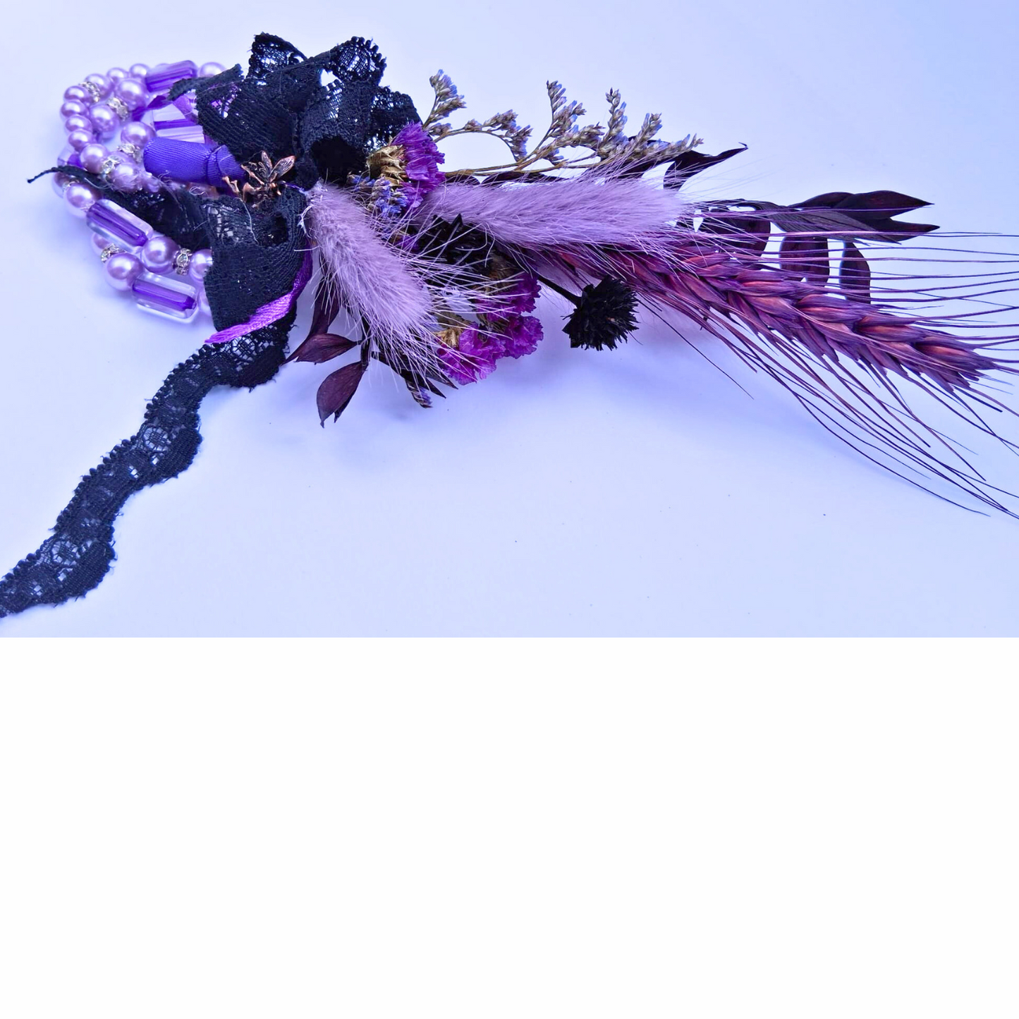 Dried Flower Wrist Corsage Purple