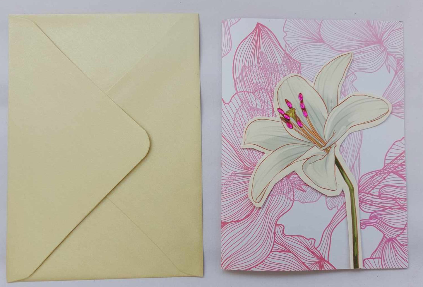 Lily greetings card and matching gift tag set by LucyRose Handmade at Rosies Garden