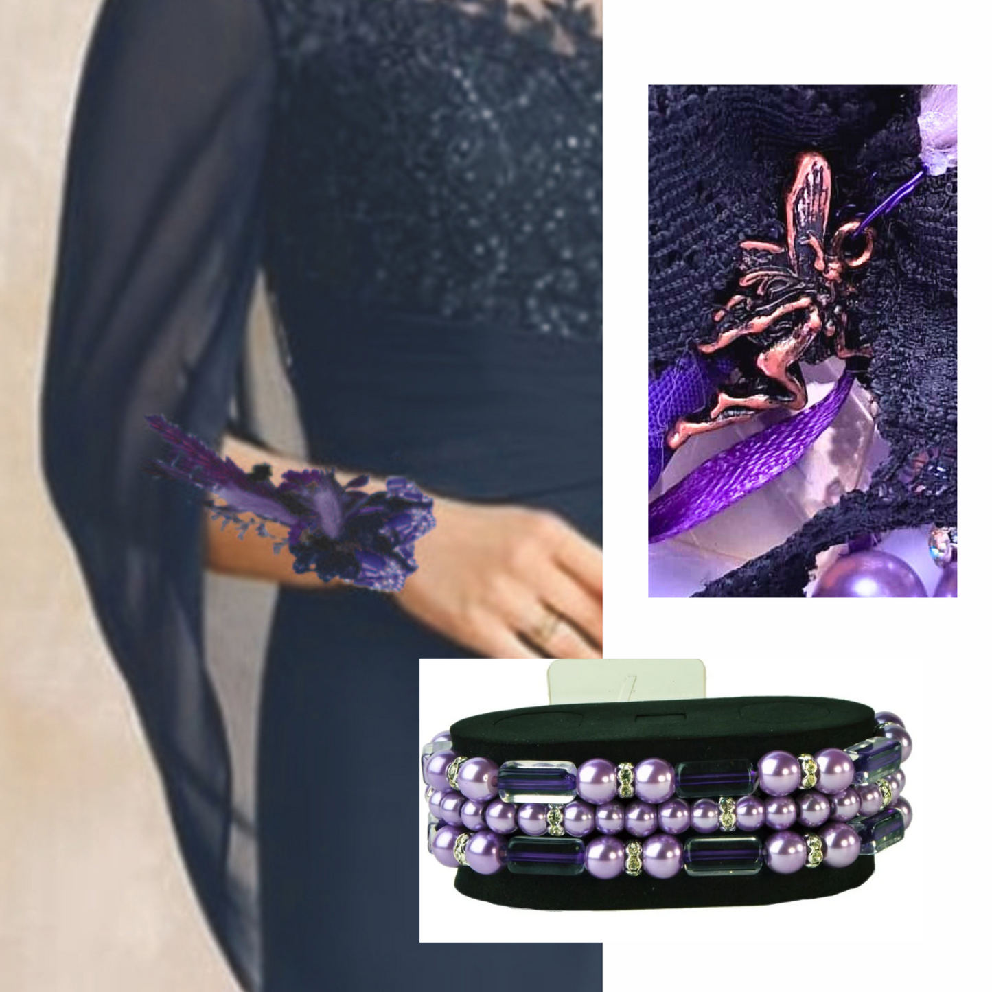 Dried Flower Wrist Corsage Purple