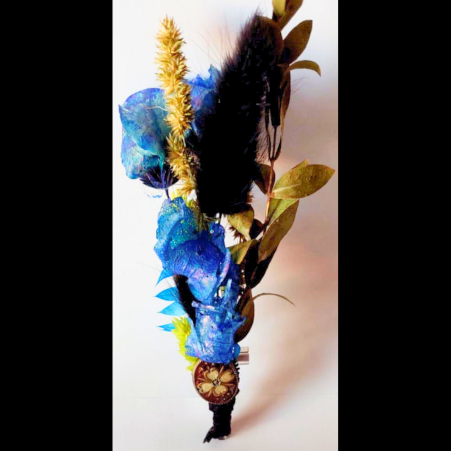 Dried Botanicals Wrist Corsage and Matching Boutonniere Set