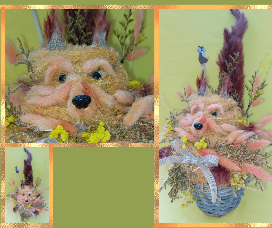 Handmade Dried Flower Arrangement Fox