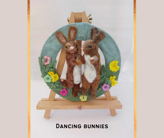 LucyRose Handmade at Rosies Garden Dancing Bunnies felted wreath