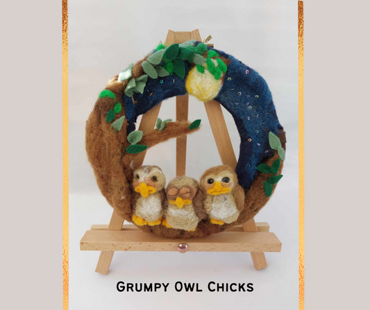 LucyRose Handmade at Rosies Garden Felt Wreath Grumpy Owl Chicks