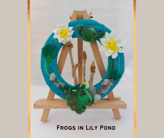 LucyRose Handmade at Rosies Garden Felt Wreath Frogs in Lilypond