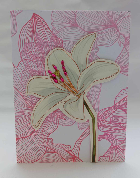 Lily greetings card and matching gift tag set by LucyRose Handmade at Rosies Garden
