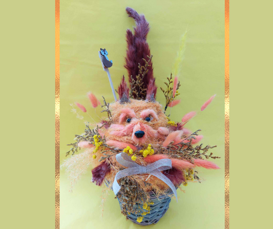 Handmade Dried Flower Arrangement Fox